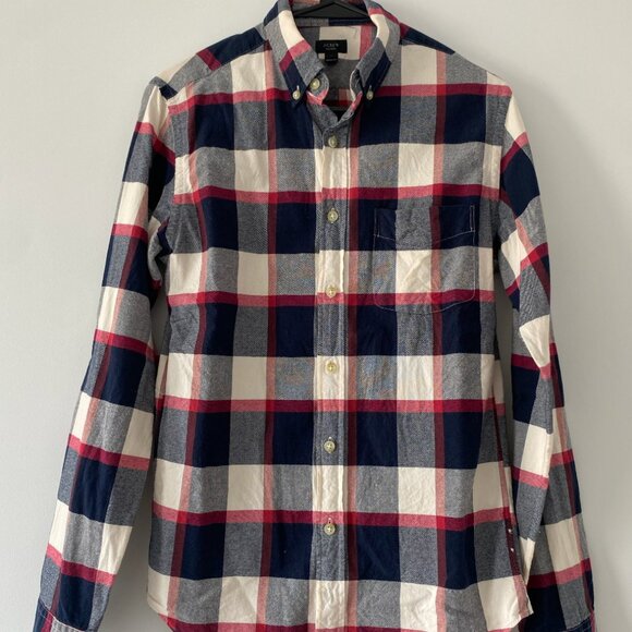 J. Crew Oxford Red, White, and Blue flannel - Picture 1 of 4